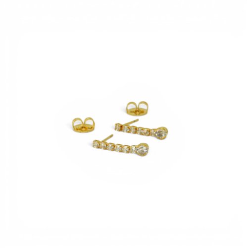 ARETES CRISTALES CON BAÑO DE ORO