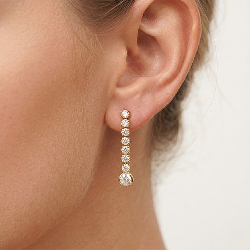 ARETES CRISTALES CON BAÑO DE ORO