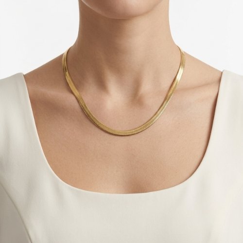 COLLAR LISO CON BAÑO DE ORO