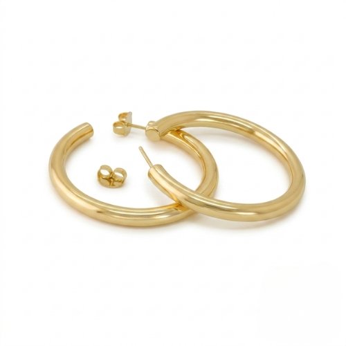 ARETES CANDONGA LISA CON BAÑO DE ORO