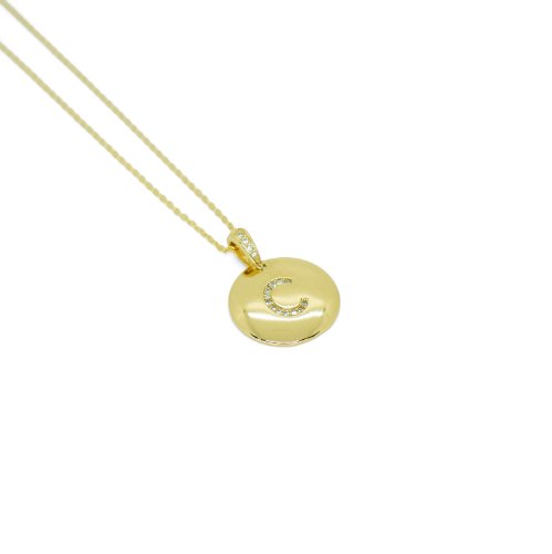 COLLAR LETRA LISO ZIRCONIA CON BAÑO DE ORO