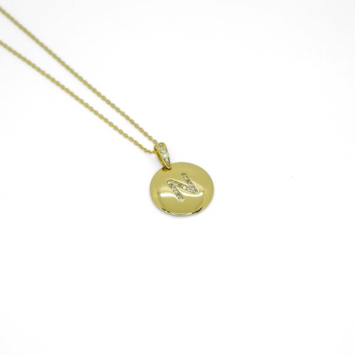 COLLAR LETRA LISO ZIRCONIA CON BAÑO DE ORO