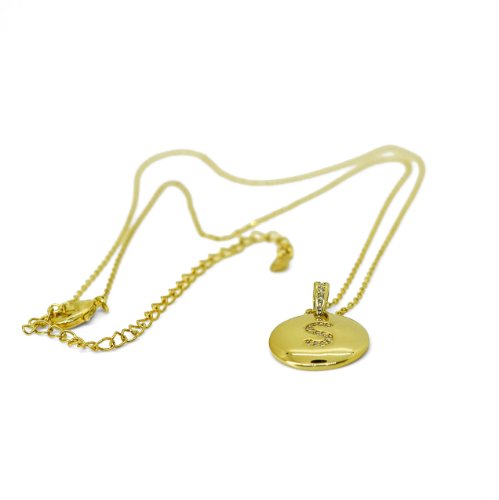 COLLAR LETRA LISO ZIRCONIA CON BAÑO DE ORO