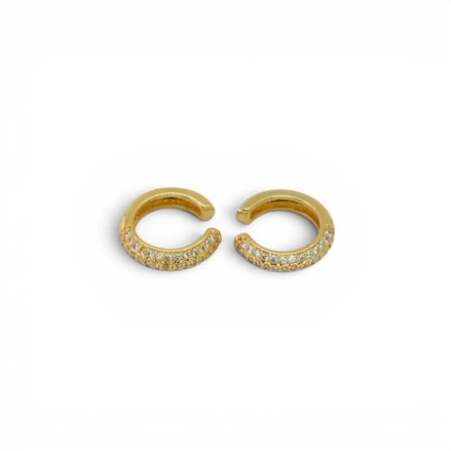 ARETES EAR CUFFS ZIRCONIAS CON BAÑO DE ORO