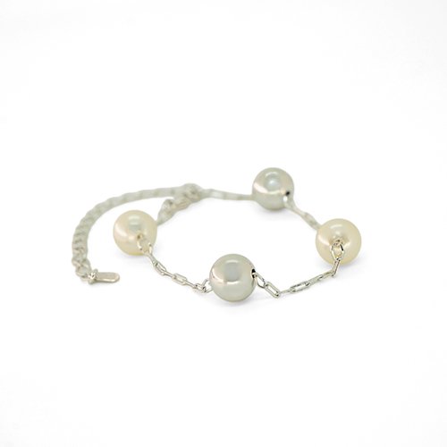 PULSERA BOLAS CON BAÑO DE RODIO