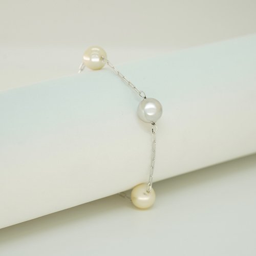 PULSERA BOLAS CON BAÑO DE RODIO