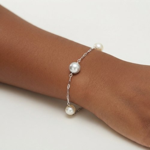 PULSERA BOLAS CON BAÑO DE RODIO