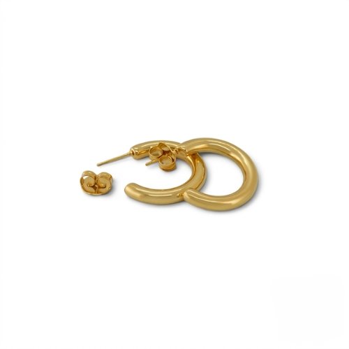 ARETES LISOS CON BAÑO DE ORO