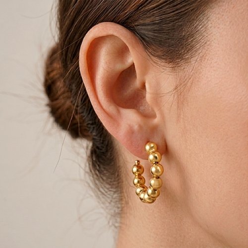 ARETES CANDONGA BOLAS CON BAÑO DE ORO