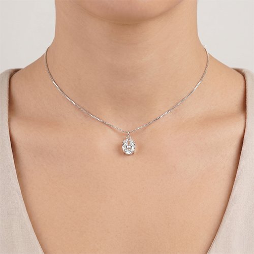COLLAR LISO CRISTAL CON BAÑO DE RODIO