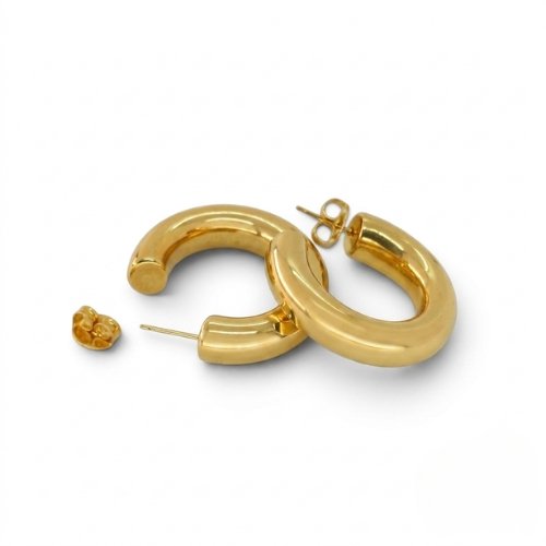 ARETES CANDONGA  LISO CON BAÑO DE ORO