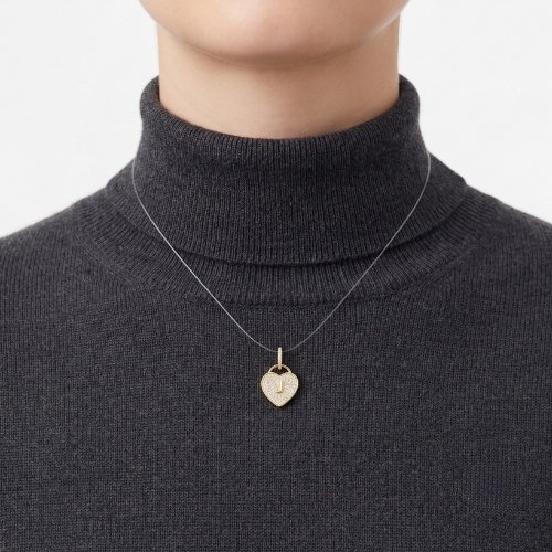 DIJE LETRA CORACÓN ZIRCONIA CON BAÑO DE ORO