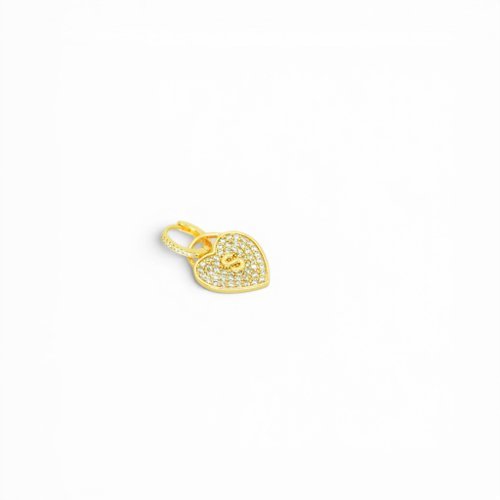 DIJE LETRA CORACÓN ZIRCONIA CON BAÑO DE ORO