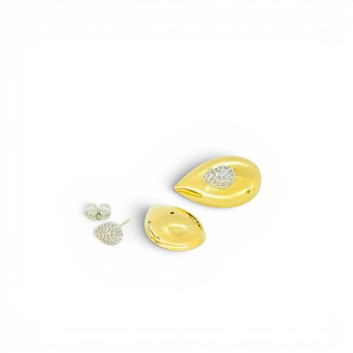 ARETES ZIRCONIAS BAÑO DE ORO