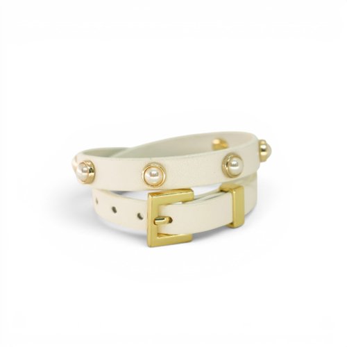 PULSERA CUERO  Y PERLAS