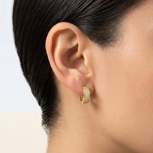 ARETES ZIRCONIAS CON BAÑO DE ORO