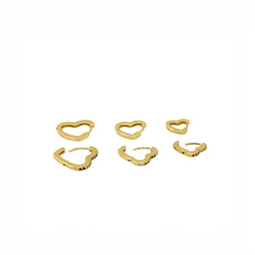 ARETES TRIO ZIRCONIA CON BAÑO DE ORO