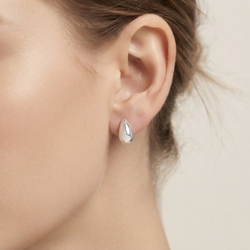 ARETES LISOS CON BAÑO DE RODIO