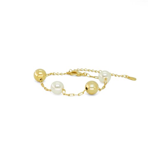 PULSERA BOLAS CON BAÑO DE RODIO