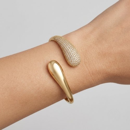 PULSERA BRAZALETE CON BAÑO DE ORO Y ZIRCONIAS