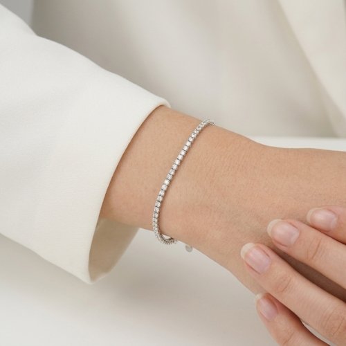 PULSERA ZIRCONIAS CON BAÑO DE RODIO