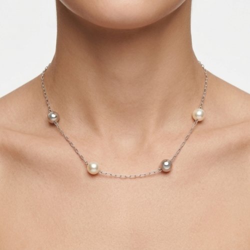 COLLAR BOLAS BAÑO DE RODIO
