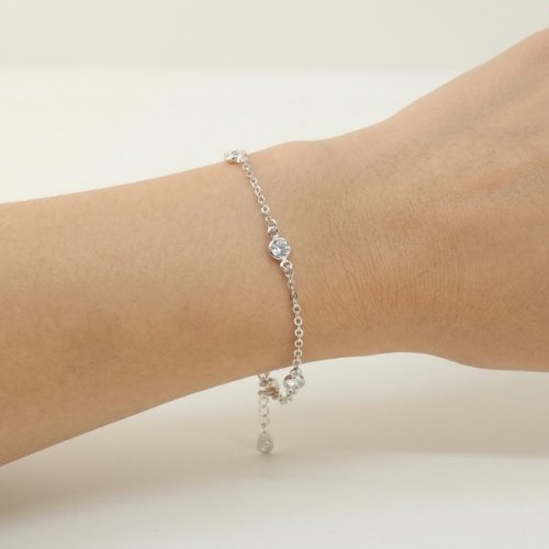 PULSERA LISA CRISTALES BAÑO DE RODIO