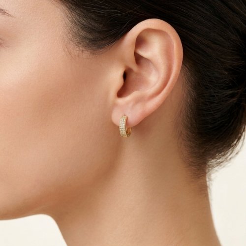 ARETES ARO ZIRCONIAS CON BAÑO DE ORO