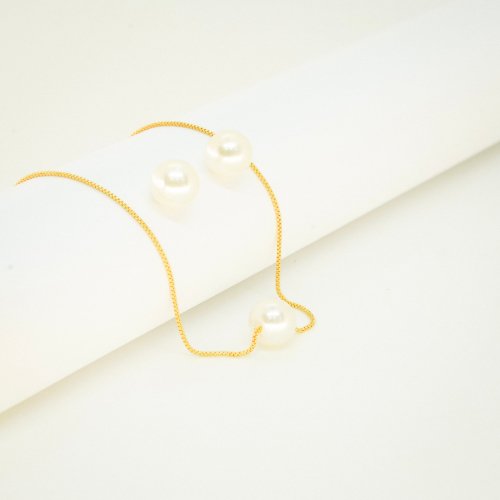 JUEGO PERLA CON BAÑO DE ORO