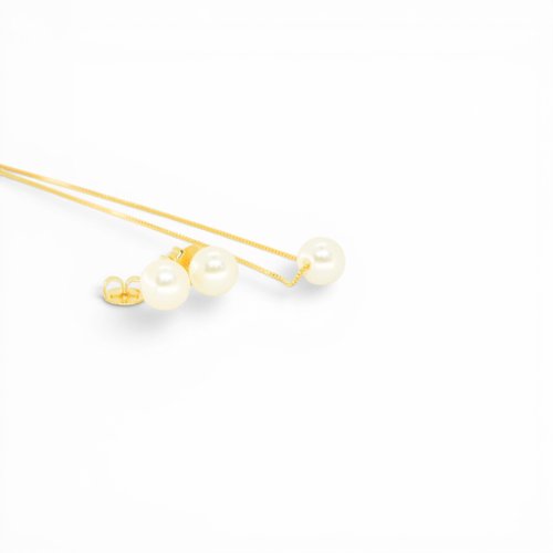 JUEGO PERLA CON BAÑO DE ORO