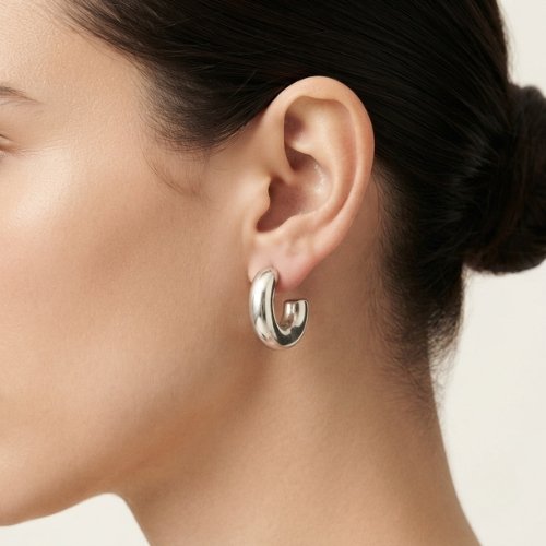 ARETES LISOS CON BAÑO DE RODIO