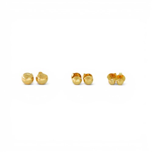 ARETES TRIO LISO CON BAÑO DE ORO