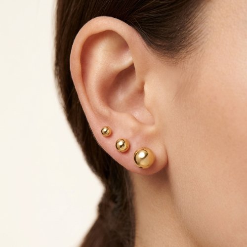 ARETES TRIO LISO CON BAÑO DE ORO