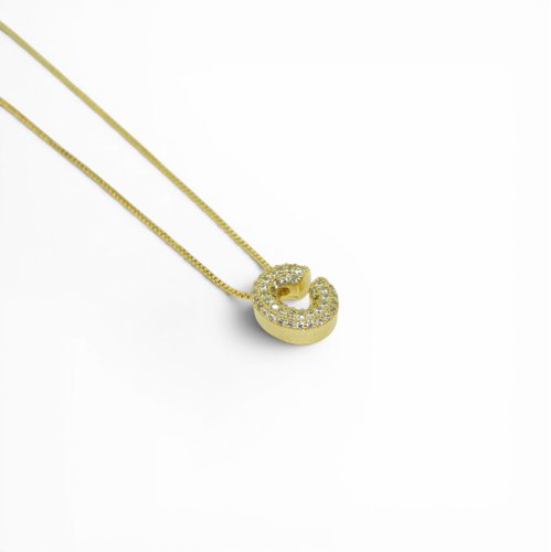 COLLAR ZIRCONIA LETRA CON BAÑO DE ORO