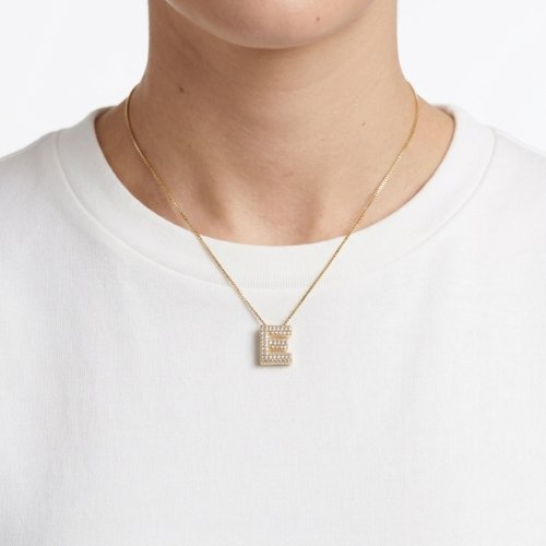 COLLAR LETRA ZIRCONIA CON BAÑO DE ORO
