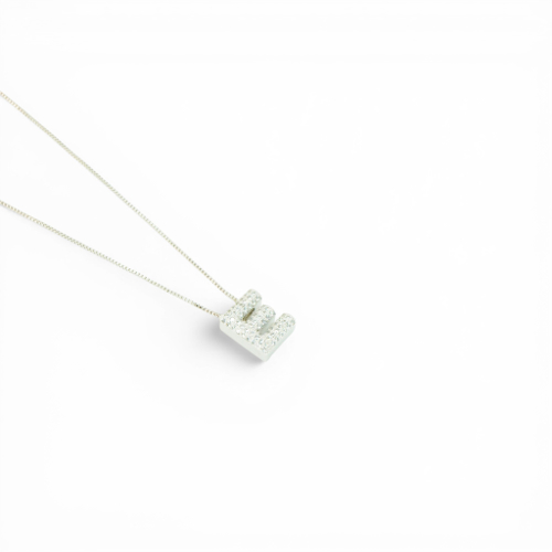 COLLAR LETRA ZIRCONIA CON BAÑO DE RODIO