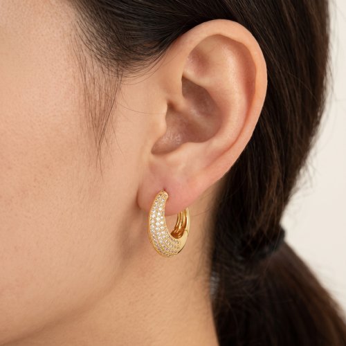 ARETES ARO ZIRCONIAS CON BAÑO DE ORO