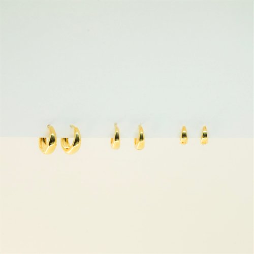 ARETES TRIO LISO CON BAÑO DE ORO