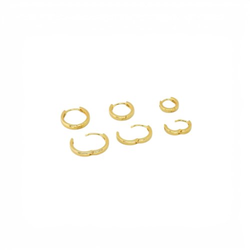 ARETES TRIO LISOS CON BAÑO DE ORO