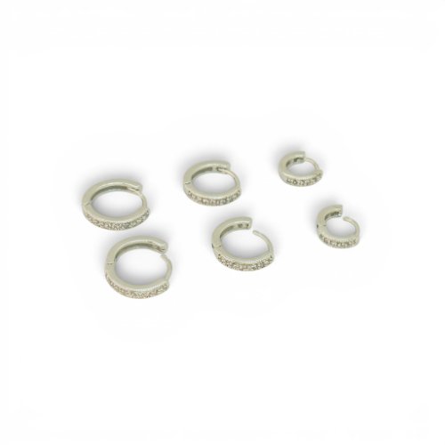 ARETES TRIO ZIRCONIAS CON BAÑO DE RODIO