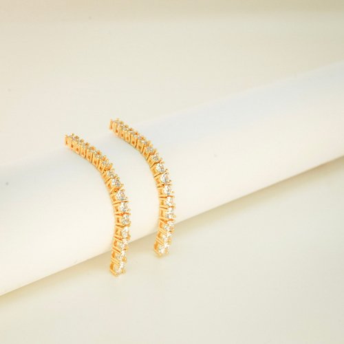 ARETES CRISTAL CON BAÑO DE ORO