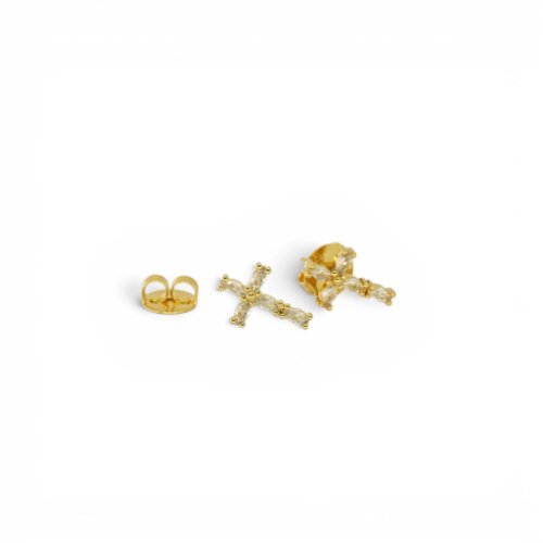 ARETES CRISTAL CON BAÑO DE ORO