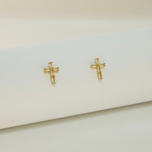 ARETES CRISTAL CON BAÑO DE ORO