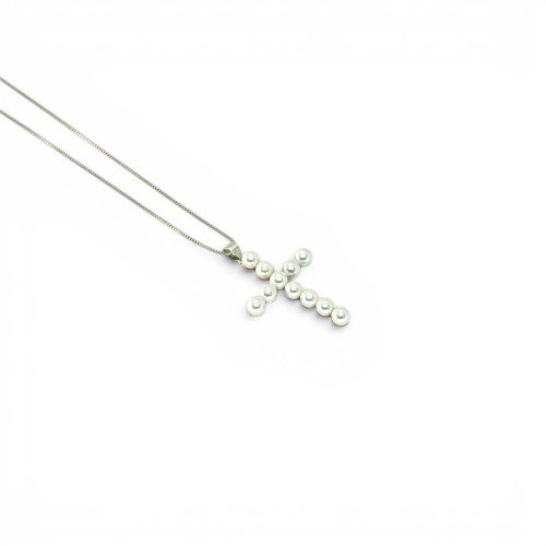 COLLAR LISO PERLAS CON BAÑO DE RODIO