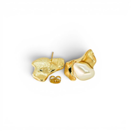 ARETES PERLA CON BAÑO DE ORO