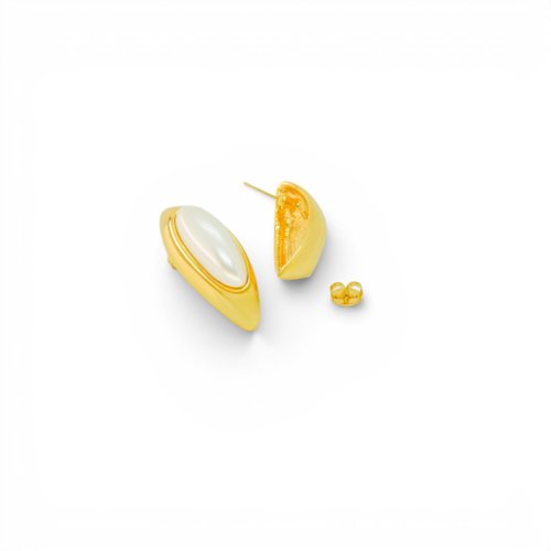ARETES PERLADOS CON BAÑO DE ORO