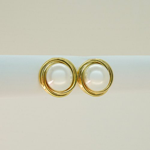 ARETES PERLA CON BAÑO DE ORO