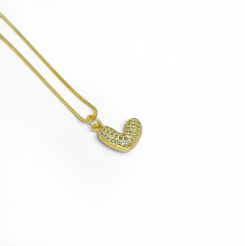 COLLAR CORAZÓN ZIRCONIA CON BAÑO DE ORO