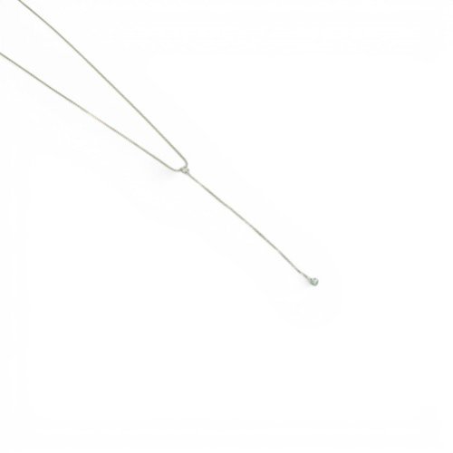 COLLAR LARGO LISO ZIRCONIAS CON BAÑO DE RODIO