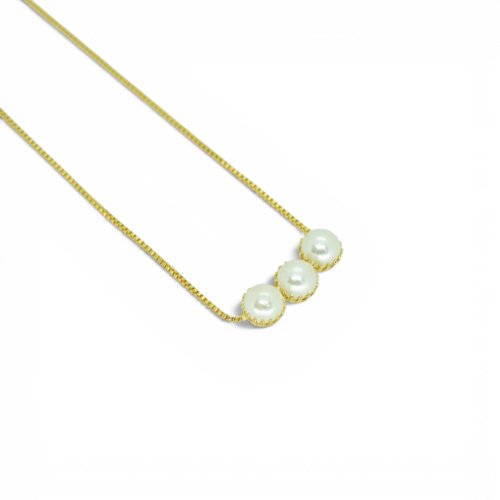 COLLAR LISO PERLAS CON BAÑO DE ORO